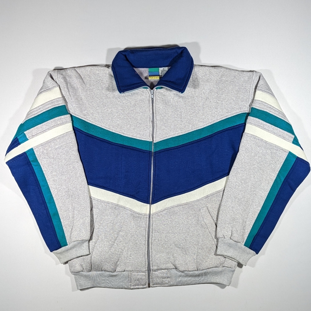 Vintage 80s Main Event Sweatshirt Full Zip Track Jacket Mens Size Med